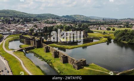 Wunderschönes Caerphilly Castle in Wales Stockfoto