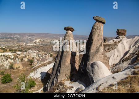 05.09.2017, Türkei, Ortahisar, Nevsehir - beliebter Aussichtspunkt im Nationalpark Goereme in Kappadokien, mit Tuffsteinen im Bild. 00A170905D2 Stockfoto