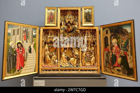 Geflügelter Altar, Szenen aus dem Leben der Jungfrau und der Kindheit Christi, Brüssel, um 1480, Eiche Stockfoto