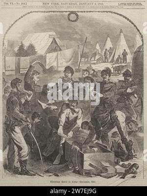 Winslow Homer (amerikanisch, 1836-1910) - Weihnachtsboxen im Camp - Weihnachten, 1861 Stockfoto