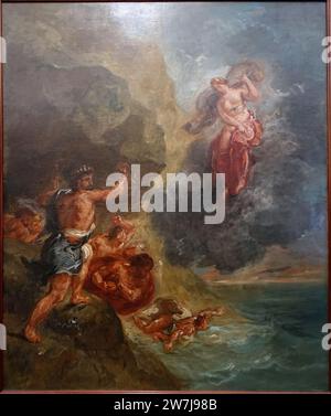 Im Winter bittet Juno Aeolus, Aeneas' Flotte zu zerstören, von Eugene Delacroix, 1856-1863, Öl auf Leinwand Stockfoto