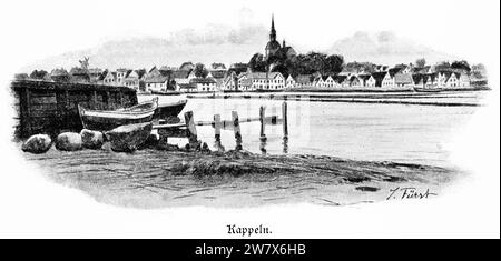 Blick über den Schlei-Fjord in Kappeln, Schleswig-Holstein, Norddeutschland, histrorische Abbildung 1896 Stockfoto