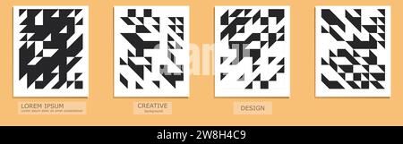 Satz von Vektorabdeckungen. Abstraktes Blumendesign mit minimalen geometrischen Formen Kompositionen für Notizbuch, Copybook-Broschüren, Buch Stock Vektor