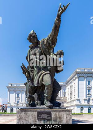 Denkmal 'Befreier von Skopje' - ein Denkmal, das den Befreiern von Skopje gewidmet ist. Das Denkmal wurde 1955 erbaut. Stockfoto