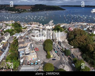 Uferfront Falmouth Cornwall UK Drohne, Luftfahrt Stockfoto