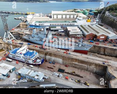 Schiffsreparatur Docks Pendennis Falmouth Cornwall UK Drohne, Luftfahrt Stockfoto