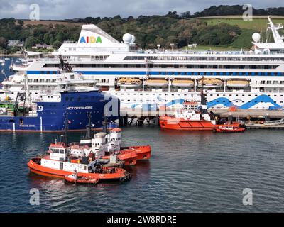 Schleppboote Falmouth Cornwall Drohne, Luft Stockfoto