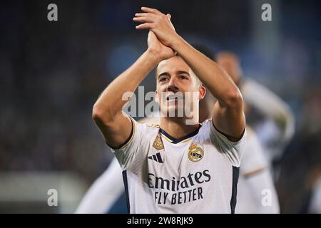 Alava, Spanien. Dezember 2023. Lucas Vazquez von Real Madrid CF reagiert beim LaLiga EA Sports Spiel zwischen Deportivo Alaves und Real Madrid CF im Mendizorrotza Stadion. Vitoria-Gasteiz, Alava, Spanien. Dezember 2023. Stockfoto