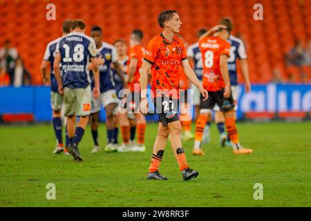 Brisbane, Australien. Dezember 2023. Clifton Trewin (27 Brisbane) nach der Isuzu Ute Ein League-Spiel zwischen Brisbane Roar FC und Central Coast Mariners FC im Suncorp Stadium Stockfoto