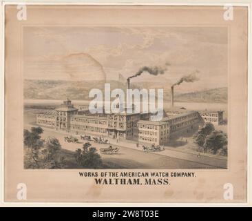 Werke des amerikanischen Watch Company, Waltham, Mass. Stockfoto