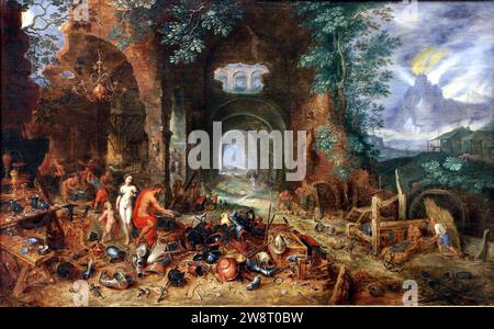 Workshop von Jan Brueghel dem Älteren - Venus in der Schmiede von Vulkan. Stockfoto