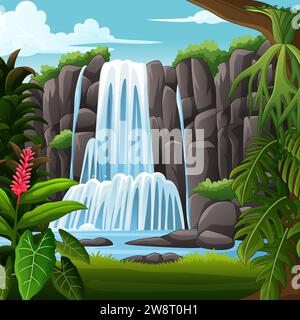 Wasserfall des Flusses von der Klippe Stock Vektor