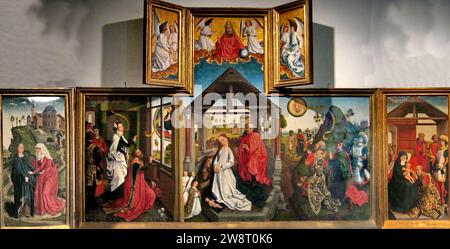 Werkstatt von Rogier van der Weyden - Polyptychon mit der Geburt, Mitte des 15. Jahrhunderts, Stockfoto