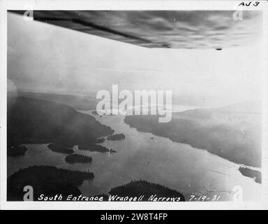 Wrangell verengt, Alaska. Ansicht Eingang Süd zu Wrangell verengt. 19. Juli 1931. Stockfoto