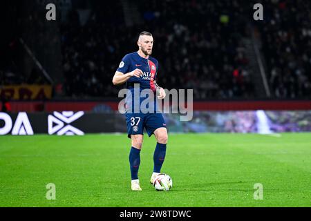 Paris, Frankreich. Dezember 2023. Milan Skriniar während des Fußballspiels der Ligue 1 zwischen Paris Saint-Germain PSG und dem FC Metz im Parc des Princes in Paris, Frankreich, am 20. Dezember 2023. Quelle: Victor Joly/Alamy Live News Stockfoto