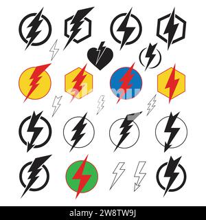 Lightning Bolt, Lightning Vector, Thunder, Lightning Bolt Bundle Stock Vektor