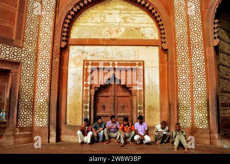 Teilweiser Blick auf Buland Darwaja, Fatehpur Sikri, Uttar Pradesh, Indien Stockfoto