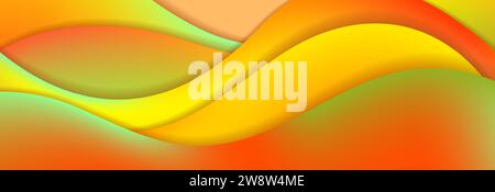 Grüner und oranger Herbst-Farben abstrakter welliger Hintergrund. Vektorbanner-Design Stock Vektor