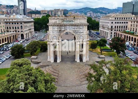 Drohnenfoto Arco Della Vittoria Genua Italien Europa Stockfoto