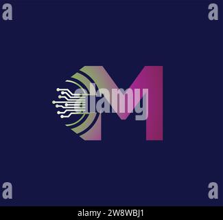 M Letter Technology-Logo. Mit Communication Service. Modernes Design Stock Vektor