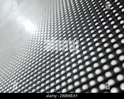 Großes LED-Panel mit selektiver Fokussierung auf nahe Zellen. Diagonalansicht. Stockfoto