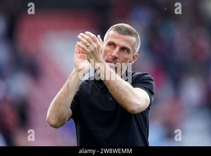 Aktenfoto vom 13.12.2023 des Aktenfotos vom 20.05.2023 von Gary O'Neil, der auf seiner Seite aufgefordert hat, von der Niederlage von West Ham am am vergangenen Wochenende zu lernen und „versuchen, die Dinge in Ordnung zu bringen“ gegen Chelsea am Sonntag. Ausstellungsdatum: . Stockfoto