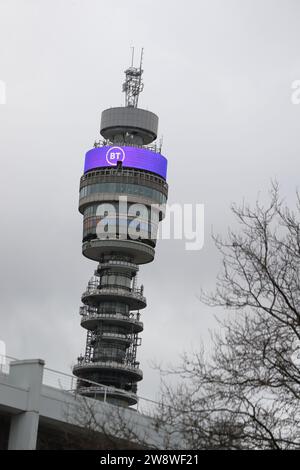 BT British Telecom Fernsehturm an einem grauen Tag in Fitzrovia, London, Großbritannien Stockfoto