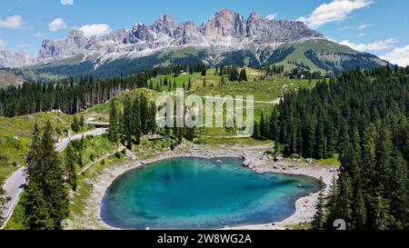 Drohnenfoto carezza See Dolomiten Italien europa Stockfoto