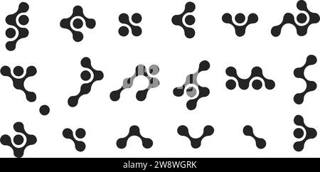 Muster mit Kreisverbindungsform. Symbol Metaball-Punkte. Symbole für Integrationstechnologie. Abstrakte Punktbewegung. Übergang verbundene runde Blobs Stock Vektor