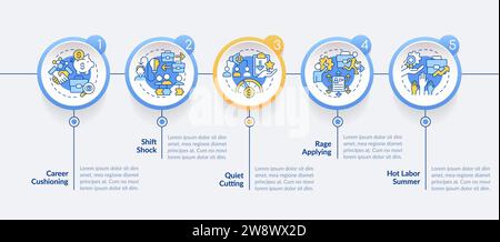 Mehrfarbiges Layout für Trends am Arbeitsplatz mit einfachen Zeilensymbolen Stock Vektor