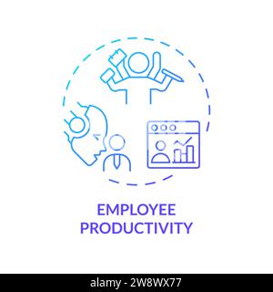 Schlanke Linien, einfache Gradienten, Symbol für Mitarbeiterproduktivität Stock Vektor