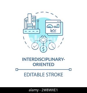 Blaues, interdisziplinär orientiertes Symbolkonzept mit dünner Linie Stock Vektor