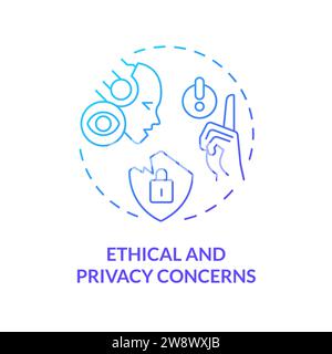 Symbol für dünne Linien mit ethischen und datenschutzrechtlichen Aspekten Stock Vektor