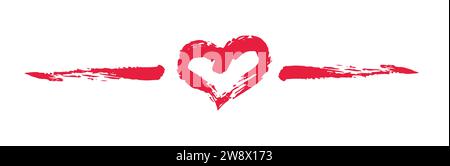 Herz Valentinstag Swash Hand bemalt mit Pinsel und Tinte, isoliert auf weißem Hintergrund. Vektorgrafik. Stock Vektor