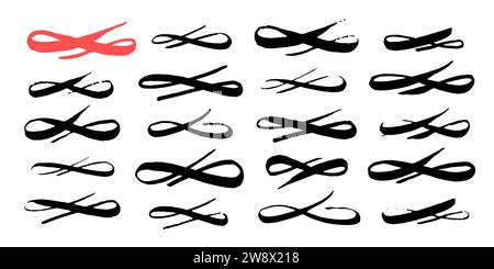 Infinity-Symbole sind handbemalt mit Pinselstrich und schwarzer Farbe. Vektorabbildung. Stock Vektor