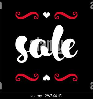 Modernes WERBEBANNER. Rabattschild in Schwarz-weiß. Handgeschriebene Schrift. Kalligrafie Design Element.Vektor Illustration. Stock Vektor