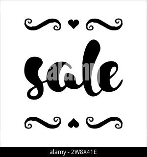 Modernes WERBEBANNER. Rabattschild in Schwarz-weiß. Handgeschriebene Schrift. Kalligrafie Design Element.Vektor Illustration. Stock Vektor