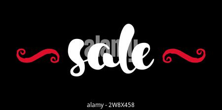 Modernes WERBEBANNER. Rabattschild in Schwarz-weiß. Handgeschriebene Schrift. Kalligrafie Design Element.Vektor Illustration. Stock Vektor