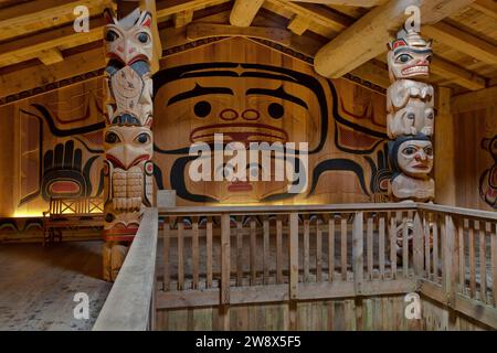 Potlatch Park, Carving Center, Indianerdorf, Ketchikan, Alaska, Usa. Stockfoto