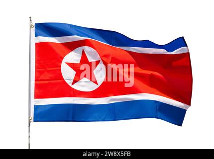 Wehende Flagge Nordkoreas Stockfoto