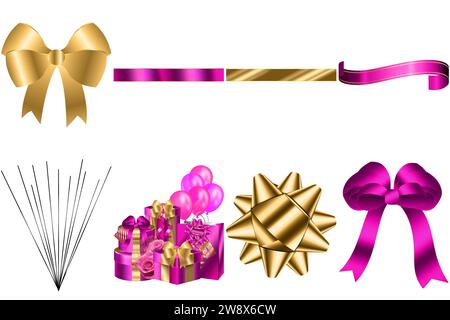 Entdecken Sie unsere atemberaubende Hot Pink Gift Clipart Kollektion, die perfekt ist, um Ihren Geschenken einen Farbakzent zu verleihen. Stockfoto