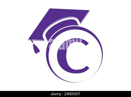 Letter C Bildung und Abschluss Logo Design Vektor Vorlage. Stock Vektor