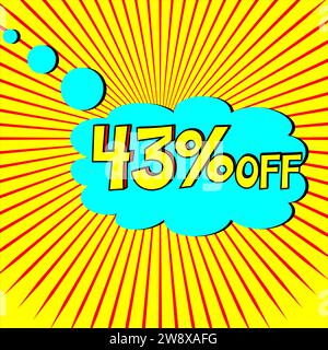 ETIKETT MIT RABATT, WERBEBANNER, WERBEAKTION, VERKAUF, ANGEBOT 43 % Stock Vektor