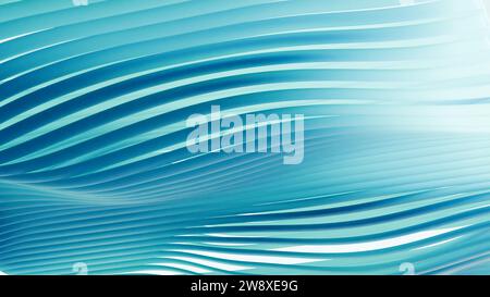 Farbenfrohe, dynamisch geschwungene blaue Streifen und Linien, abstrakte, glatte, wellenförmige Kabel, Loop-Animation, Premium-Luxusdesign, geometrische Technologie, Bänder Curl Stockfoto