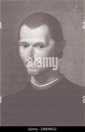 NICCOLO MACHIAVELLI IM PORTRÄT VON SANTI DI TITO IM PALAZZO VECCHIO Stockfoto