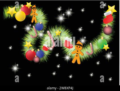 Dekorierte weihnachtskarte Stock Vektor