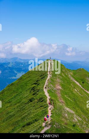 Wanderweg von Fellhorn, 2038m, nach Soellereck, Allgäuer Alpen, Bayern, Deutschland Stockfoto