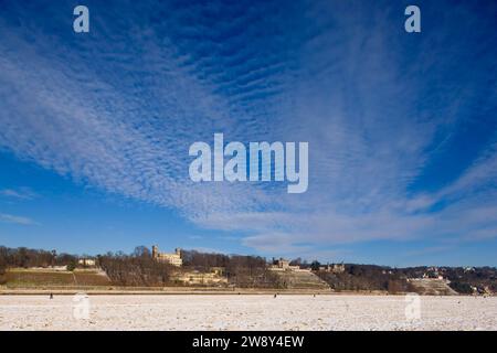 DEU sachsen dresden Sylvio Dittrich Foto gegen Gebühr! Kontakt T.:01772156417 Elbburgen im Winter Stockfoto