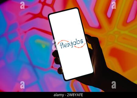 Brasilien. Dezember 2023. In dieser Abbildung wird das FlexJobs-Logo auf einem Smartphone-Bildschirm angezeigt. (Foto von Rafael Henrique/SOPA Images/SIPA USA) *** ausschließlich für redaktionelle Nachrichten *** Credit: SIPA USA/Alamy Live News Stockfoto