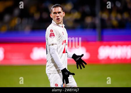 Venlo, Niederlande. Dezember 2023. VENLO, NIEDERLANDE - 22. DEZEMBER: Christos Giousis von Telstar sieht beim niederländischen Keuken Kampioen Divisie Spiel zwischen VVV-Venlo und SC Telstar im Covebo Stadion - de Koel am 22. Dezember 2023 in Venlo, Niederlande, an. (Foto: Broer van den Boom/Orange Pictures) Credit: Orange Pics BV/Alamy Live News Stockfoto